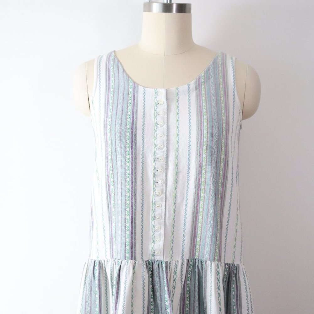 ❌SOLD❌vintage 90s woven stripe jumper dress - Picture 2 of 12